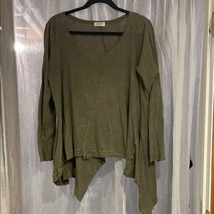 Chic Olive Asymmetrical Women's Tunic